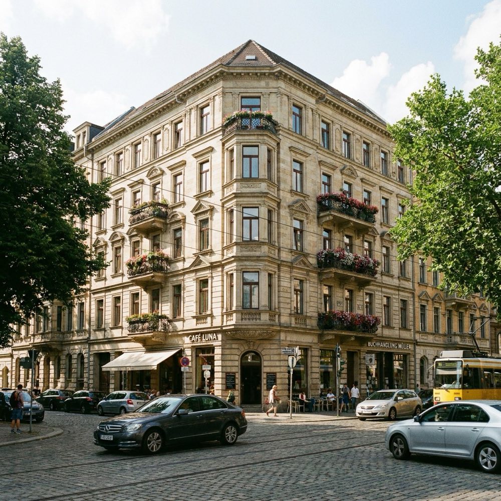 Gründerzeit-Eckhaus im Leipziger Waldstraßenviertel
